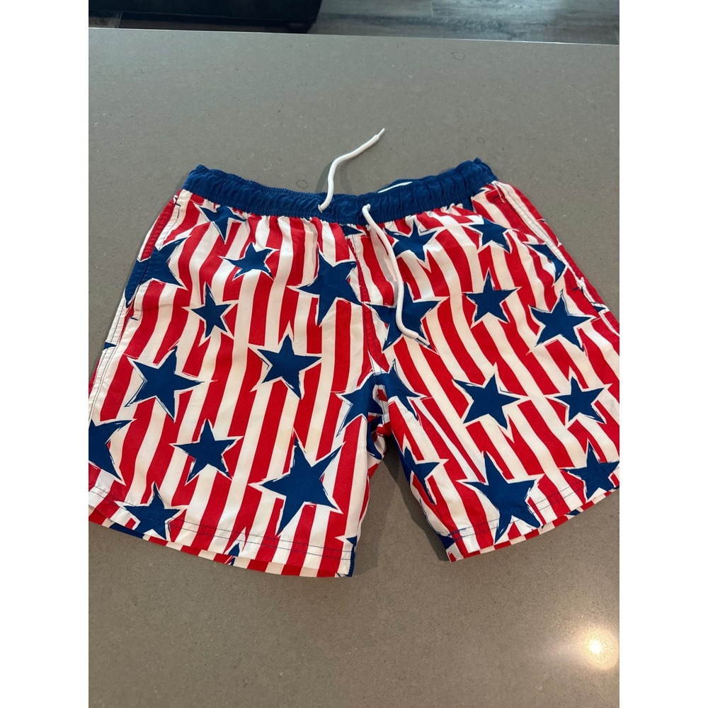 Mad Engine American Flag Swim‎ Trunks Mens Medium Stars & Stripes Patriotic